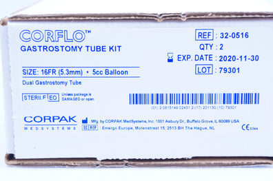 Corpak 32-0516 Corflo Gastrostomy Tube Kit Size: 16Fr 5cc Balloon (x) - Box of 2